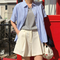 제이앤몰스 / 여름 반팔 스트라이프 여성 셔츠 여자 남방 W823