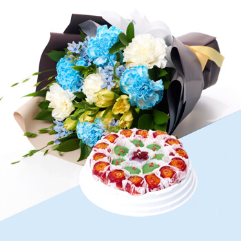 블루카네이션꽃다발+꽃모찌떡케익(대)