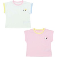 [프렌치캣]화이트/핑크/블루 배색티셔츠Q43DKT260/T270/T290여아동등원룩쿨소재티셔츠