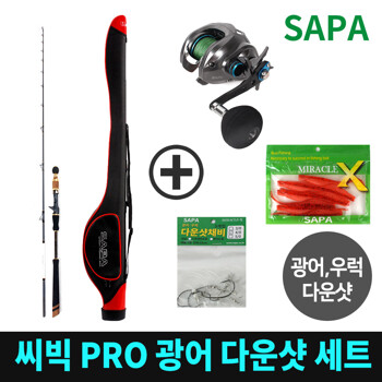 싸파 씨빅 PRO 광어다운샷 세트/광어대+베이트릴+가방