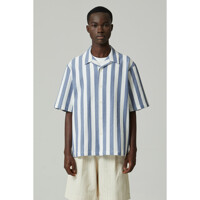 [CUSTOMELLOW] semi-over bold stripe seersucker half shirt_CWSAM24311BUX
