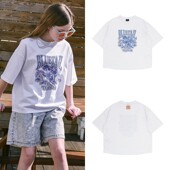 [블루테일]오버핏 화이트 반팔 티셔츠 AYC8TS02WT