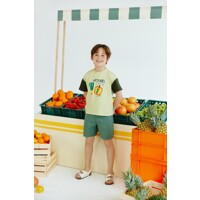 [베네통키즈]QATS41431 YE  소매 배색 프룻 티셔츠