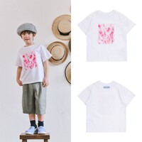 [빈]화이트 핑크크램 프린트 티셔츠 BY31TS03WT