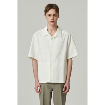 [CUSTOMELLOW] oversized stripe jacquard half shirt_CWSAM24305WHX