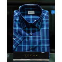 [예작셔츠] 남성 일반핏 멀티 체크 반팔 남방 와이셔츠 (YJ4MBA288-BL)