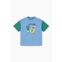 [베네통키즈]QATS41431 BL  소매 배색 프룻 티셔츠