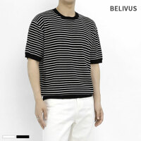 빌리버스 남성 일반핏 티셔츠 반팔 스트라이프 니트 여름 라운드 BRAT030