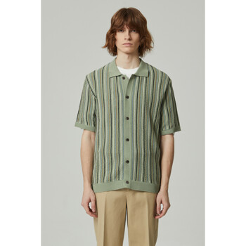 [CUSTOMELLOW] multi-stripe knitted shirt (short-sleeved)_CWWAM24402MIX