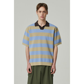 [CUSTOMELLOW] bold stripe collar sweater (short-sleeved)_CWWAM24406BEX