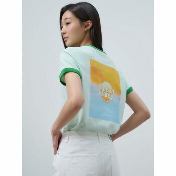 [빈폴레이디스] [Green] 빈폴X선데이플래닛 프린트 팁 배색 반소매 티셔츠  민트 (BF4442N01L)