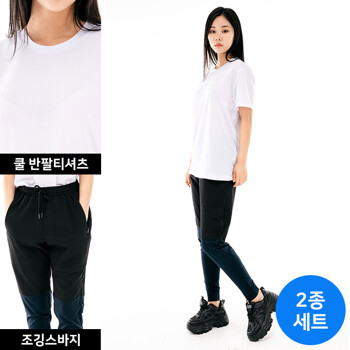 여성 여름 만능홈트룩 쿨반팔티셔츠+조깅스바지세트 TS211585W