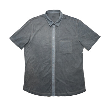 [비르반테]로키 풀 오픈 카라 티셔츠 - 블루 그레이 BITS20301