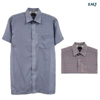 [에스엠진]울혼방 반팔 남방 셔츠 남성 반팔 셔츠 일반핏 SMJ1365