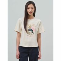 [빈폴레이디스] 강아지 그래픽 라운드넥 반소매 티셔츠  아이보리 (BF4542C130)