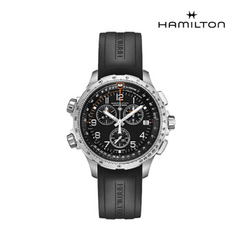 [해밀턴] H77912335 카키 엑스윈드 GMT 크로노 쿼츠 46mm 블랙 러버 남성 시계