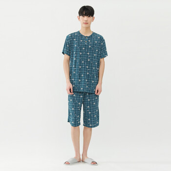 쿨 냉감 남자 반팔 여름 홈웨어 잠옷 세트(MES5001-3)