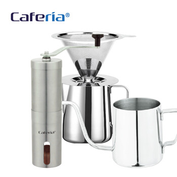 카페리아 핸드드립 홈카페 3종세트(CDSS2/CM8/CKPS1) 커피그라인더+드립세트+드립포트[커피용품]