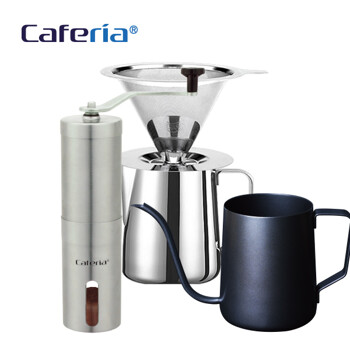 카페리아 핸드드립 홈카페 3종세트(CDSS2/CM8/CKPT1) 커피그라인더+드립세트+드립포트[커피용품]