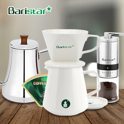 바리스타 핸드드립 홈카페 3종세트(BDP1BM4SBKW3) 커피그라인더+드립세트+드립주전자[커피용품]