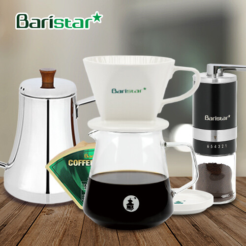 바리스타 핸드드립 홈카페 3종세트(BDN1BM4KBKW3) 커피그라인더+드립세트+드립주전자[커피용품]