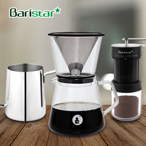 바리스타 핸드드립 홈카페 3종세트(BDG1BM3BKW1) 커피그라인더+드립세트+드립주전자[커피용품]
