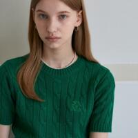 [얀써틴] LOGO CABLE SHORT SLEEVE KNIT_GREEN