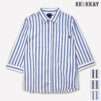 [엠할리데이] KKKKKAY 스트라이프 7부 셔츠 (MJ2YU333)
