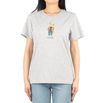 [메종키츠네] 23FW (LW00112KJ0008 LIGHT GREY MEL) 여성 드레스드 폭스 반팔 티셔츠
