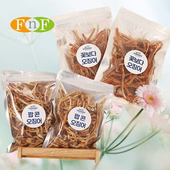 쫄깃쫄깃 달콤한 마른안주간식세트 (팝콘 오징어 60g + 꽃보다 오징어 40g) 