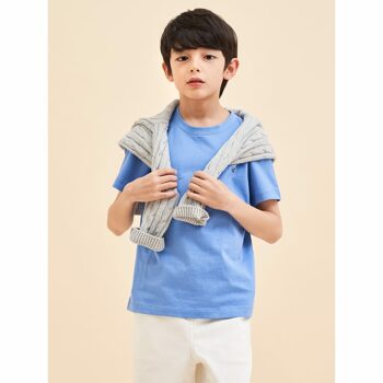 [BEANPOLE KIDS] [Essential] 수피마 베이직 라운드 티셔츠  블루 (BI4242UE2P)