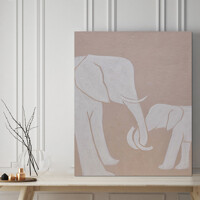 출산선물 아이방 거실 복도 꾸미기 다정한 코끼리 그림 인테리어액자 (65x80cm)