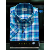 [예작셔츠] 남성 일반핏 버튼다운 체크 반팔 남방 와이셔츠 (YJ4MBA282-MI)