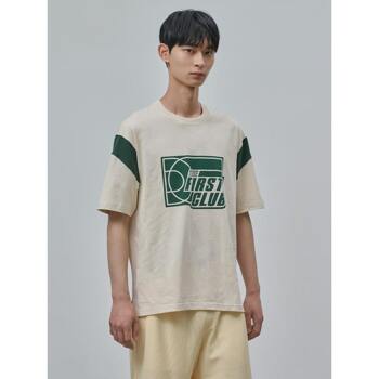 [빈폴] 퍼스트클럽 그래픽 소매 배색 라운드넥 티셔츠  아이보리 (BC4442C430)