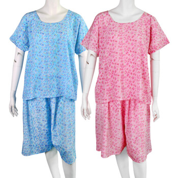 국내생산 시원하고 쾌적한 인견100% 꽃무늬 지지미 상하의세트 여름 실내복 엄마 내의 노인 잠옷  