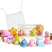 [예꼬맘] LED 아기목욕 물놀이 장난감 12종 + 그물망대 증정 유아 어린이