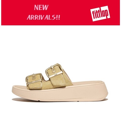 [AK분당점][핏플랍] 24SS [이다희PICK][F-모드 ] 버클 쉬머럭스 플랫폼 골드 여성 투 바 슬라이드 FFSO4E228GD
