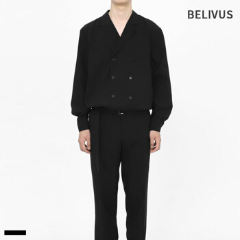 빌리버스 남자 셋업 더블셔츠 세미핏 벨트 슬랙스 세트 BIT174