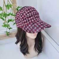 [애슬릿] 여성 체크 와이드 챙 오픈 골프 여행 캡 모자