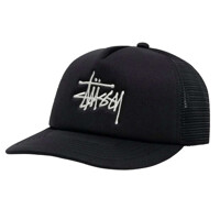 [STUSSY] 24FW 빅 로고 자수 매쉬 트럭커 캡모자 1311088 BLACK