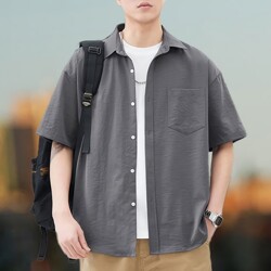 트렌드 빈티지 오버사이즈 남성 반팔 셔츠