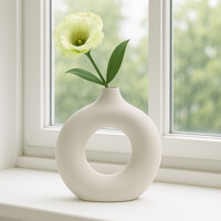 도자기 인테리어 꽃병(23.5cm) (베이지)