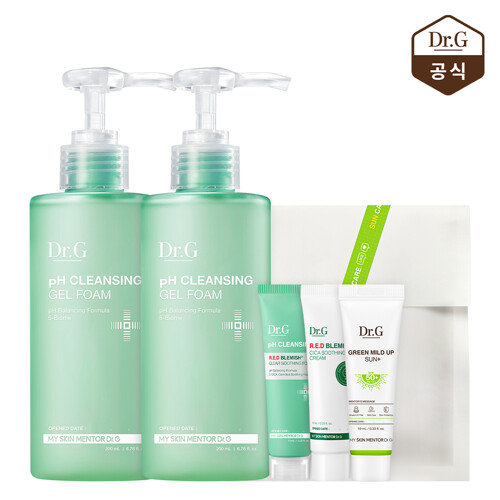[닥터지] 약산성 클렌징 젤 폼 200mL 2개 (+각보자 3종 키트 증정)
