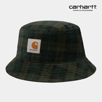 칼하트WIP Cord Bucket Hat (Breck Check Print, Grove)
