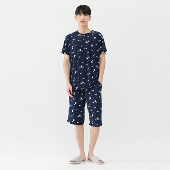 쿨 냉감 남자 반팔 여름 홈웨어 잠옷 세트(MES5001-1)