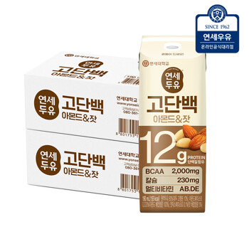 [연세우유] 연세 고단백 고소한 아몬드 & 잣 두유 190ml (48팩)