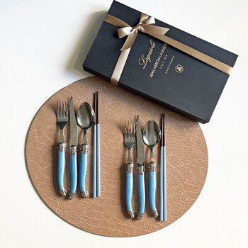 [선물포장] 장네론 라귀올 테이블양식기 블루 & 샌들 젓가락 2인세트