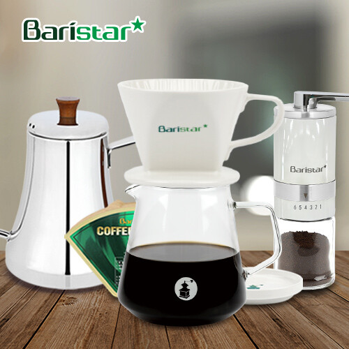 바리스타 핸드드립 홈카페 3종세트(BDN1BM4WBKW3) 커피그라인더+드립세트+드립주전자[커피용품]