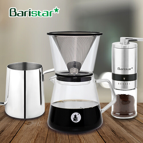 바리스타 핸드드립 홈카페 3종세트(BDG1BM4SBKW1) 커피그라인더+드립세트+드립주전자[커피용품]