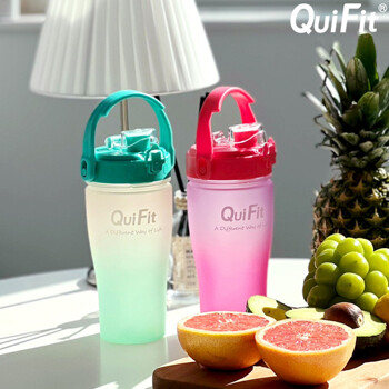 큐핏 대용량 1리터 물병 트라이탄 레인보우 빨대 텀블러 물통 헬스 Q11